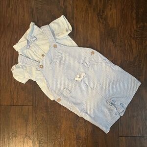 First Impressions Seersucker Blue Overalls with Top